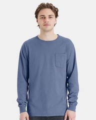 ComfortWash by Hanes Garment-Dyed Long Sleeve T-Shirt Pocket GDH250 Saltwater XL