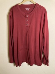 Croft & Barrow Long Sleeve Shirt Mens Size Large Red Button Henley Easy Care
