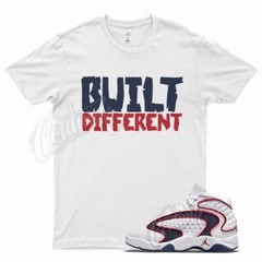 White BUILT T Shirt for J1 OG Midnight Navy University Red Flint 13 Bred