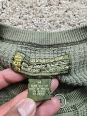 Vintage Lucky Brand Thermal Henley Shirt Mens Medium Green Military Waffle Knit