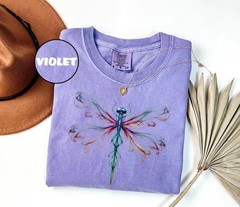 Boho Dragonfly Shirt Watercolor Nature Graphic Tee Artistic Aesthetic Gift