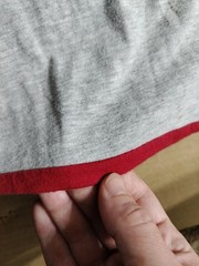 Vtg Red/Grey Lands End T Shirt Made USA Size 19.5 Pit Single Stitch No Size Tag