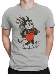 Devil Cartoon with Red Suspenders Men’s T-shirt