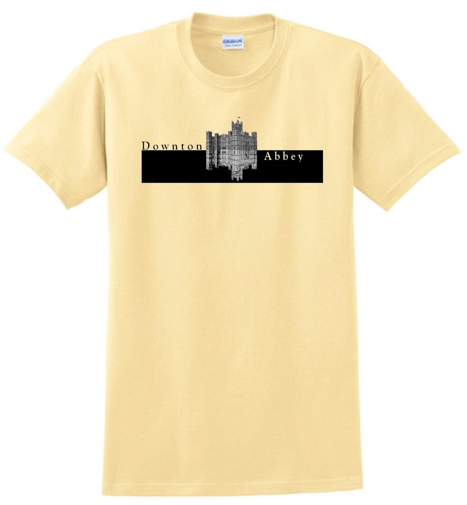 Downton Abbey T-shirt. Ash Gray, Sand, White. Sizes: Small – 3-X. 100% Cotton.