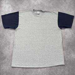 Vintage 90s Jerzees Shirt Mens XL Gray Navy Two Tone Blank Made USA