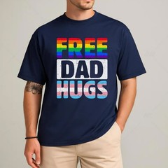 Retro Free Dad Hugs Tee, Free Mom Hugs Movement, LGBTQ+ Pride Month Tee
