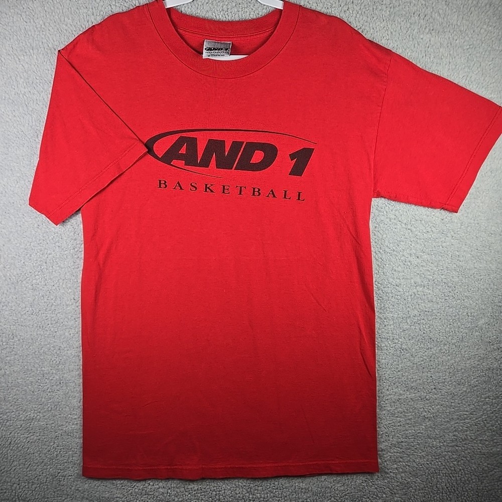 Vtg AND1 Fundamentals T Shirt Mens L Red Made In USA Basketball