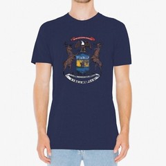 Michigan Flag State Pride Hometown Triblend Mens T-Shirt – Vintage Navy