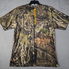 Mossy Oak Camo Shirt Large Brown Green Outdoor Hunting Fishing Casual Polyester