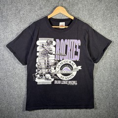 Vintage Colorado Rockies Shirt Mens Large Black 90s Baseball MLB Sports 1992 USA