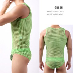 Men Lingerie Tank Top Mesh See Through Fishnet Vest T-Shirt Sleeveless Sport Top