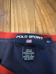 Vintage Polo Sport Ralph Lauren T-Shirt Mens XL Navy Blue Ringer Spell Out Tee
