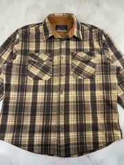 Jachs New York Flannel Shirt Brown Tan Plaid Men’s XL Thick Fleece