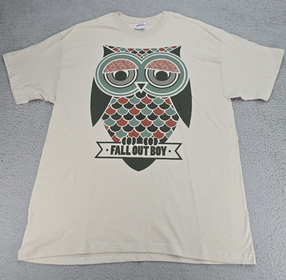 FALL OUT BOY Pop Rock Owl T Shirt Deadstock 2008 Tee Men’s Size XL