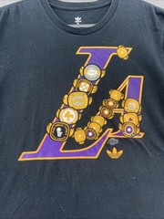 Adidas Shirt Mens Sz XL Black Los Angeles Lakers Championship Rings Tee