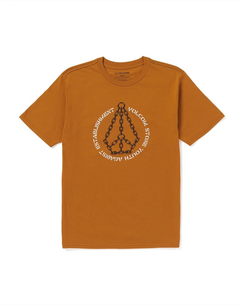Volcom Men’s Crisp Stone Short Sleeve Tee Chestnut Brown-XL