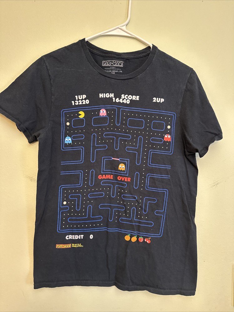 Pac-Man by C-Life Group Graphic T-shirt Black Unisex Sz Small