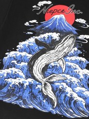 Niepce Japanese Streetwear T-shirt Rising Whale Print Graphic Tee for Men