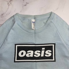 Vintage T-shirt Oasis Classic Band Logo Blue Size M Y2K Casual tee