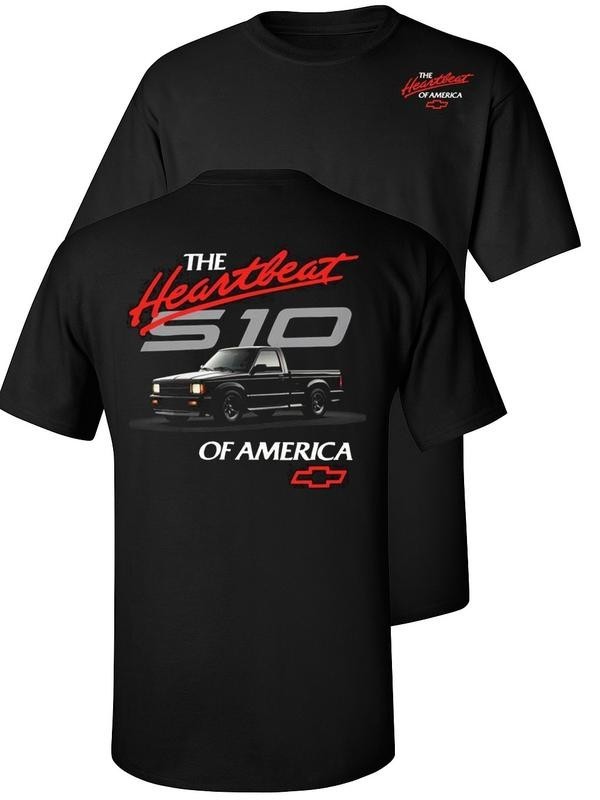 Chevy S10 Pickup Graphic Tee – Retro Heartbeat Style,Car Lover Tee,Full Colour