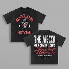 Black Washed Golds Gym The Mecca Of Bodybuilding Vintage Grunge Weightlifting Wo