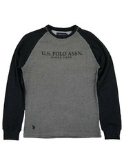 U.S. Polo Assn. Mens Gray & Black Long Sleeve Raglan Thermal Shirt