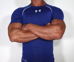 MEN’S COMPRESSION BLUE RAGLAN SHIRT SIZE SMALL
