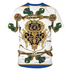 Luxury Baroque Style 3D Print Men’s T-shirts Fashion Round Neck Short Sleeve.