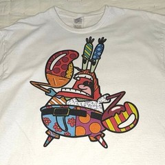 Mr. Krabs Britto Graphic T-Shirt Men’s L White Delta Pro Weight Spongebob Tee