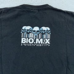Vtg 2000s Fashion Victim Spiral BIO.M.X. Skeleton Ribcage T-Shirt L Black Horror