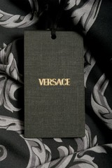 Versace Men’s Black Barocco Logo Print Short Sleeve T-Shirt US L IT 52