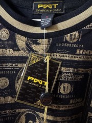 PWT classic And Cool Men’s Top Dollar Bill Print Size M Mettalic Gold And black