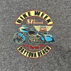 81st Annual 2022 Bike Week Daytona Beach Florida Adult LARGE Gray T-SHIRT Suna