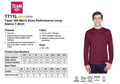 Team 365 Mens Long Sleeve T-Shirt Dri-Fit Performance Workout UV Protect TT11L