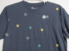 Men’s Aeropostale Peace Floral Smiley Graphic T-Shirt Blue Size Large