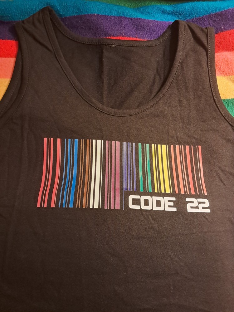 Code 22 LGBTQ+ RAINBOW PRIDE BLACK TANKTOP MEDIUM