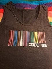 Code 22 LGBTQ+ RAINBOW PRIDE BLACK TANKTOP MEDIUM