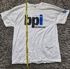 BPI Weightlifting Bodybuilding T Shirt Mens XL White Be Powerful Training Top