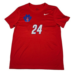 Nike Dri-Fit T-Shirt M Abraham Lincoln High School Lynx Red #24 Jersey 36″ Chest