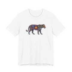Vibrant Huichol Jaguar T-Shirt | Mexican Folk Art Sun Moon Tee Shirt Design