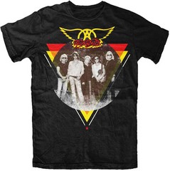 Official Aerosmith Triangle Circle Photo Adult T-Shirt -Steven Tyler Rock Music