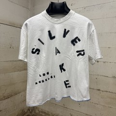 Vintage Silver Lake Los Angeles T-Shirt White Stencil Size M No Tag (21×21) Crop
