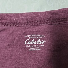 Cabelas Mens Henley Shirt XL Burgandy 100% Cotton Outdoor Hiking Fall Streetwear