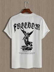 Freedom Angel Graphic T-Shirt Men Christian Isaiah 41:10 Faith Tee