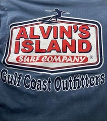 U.S. Vintage Alvins Island Surf Co Gulf Coast Outfitter Blue Destin Fl Tee-Shirt