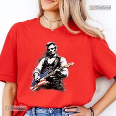 Abe Lincoln Playing Guitar T-Shirt, Funny President Musician Graphic Tee Shirt