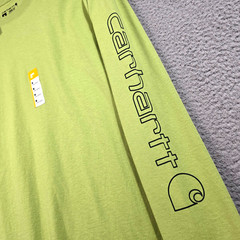 CARHARTT Heavyweight Shirt Mens Medium Green Long Sleeve Outdoor Spellout NWT