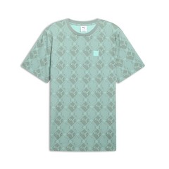 PUMA Essentials Logomania Graphic Crew Neck Short Sleeve T-Shirt Mens Green Casu