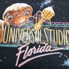 90s Style Universal Studios Hollywood ET T-Shirt X-Large Black Alien Tee Shirt