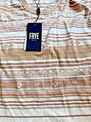 Frye Men’s Southwestern Short Sleeve Striped Crewneck T-Shirt Neutral Beige L